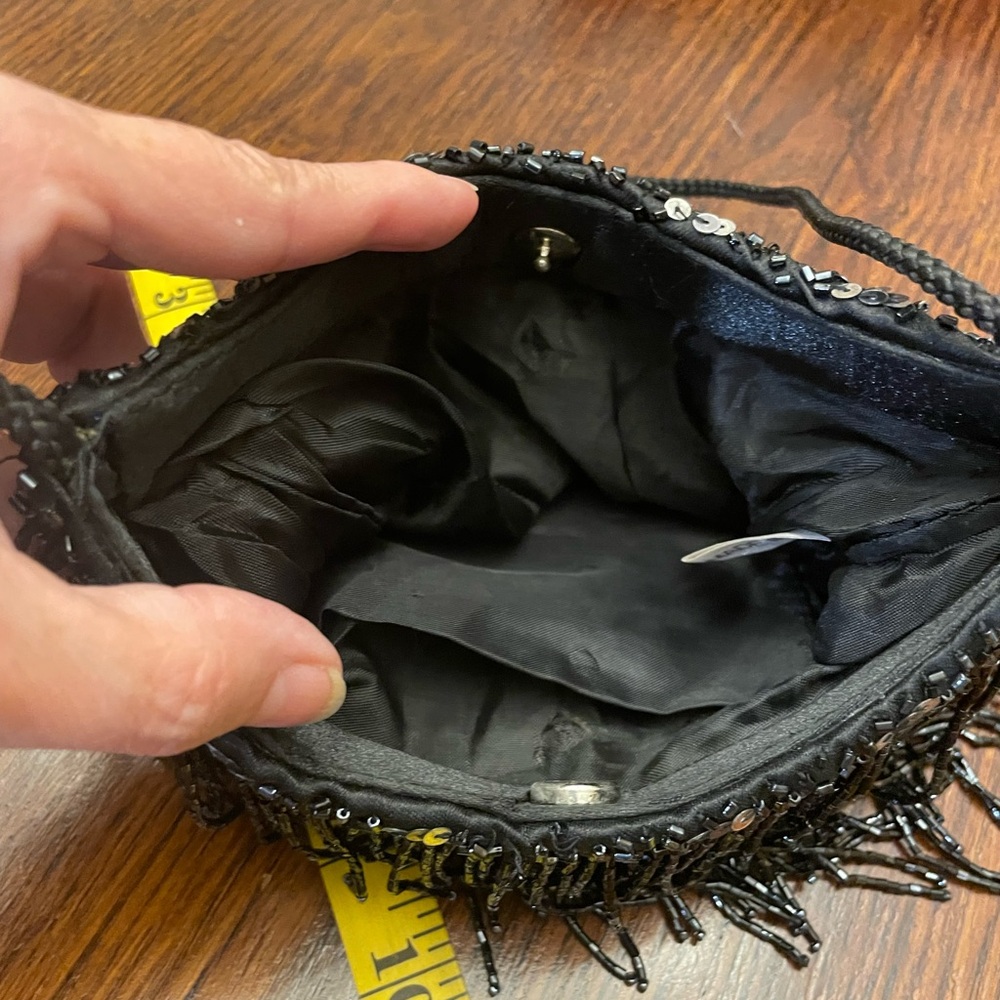 Lancome Black Mini Bag with Beaded Fringe - Picture 7 of 10
